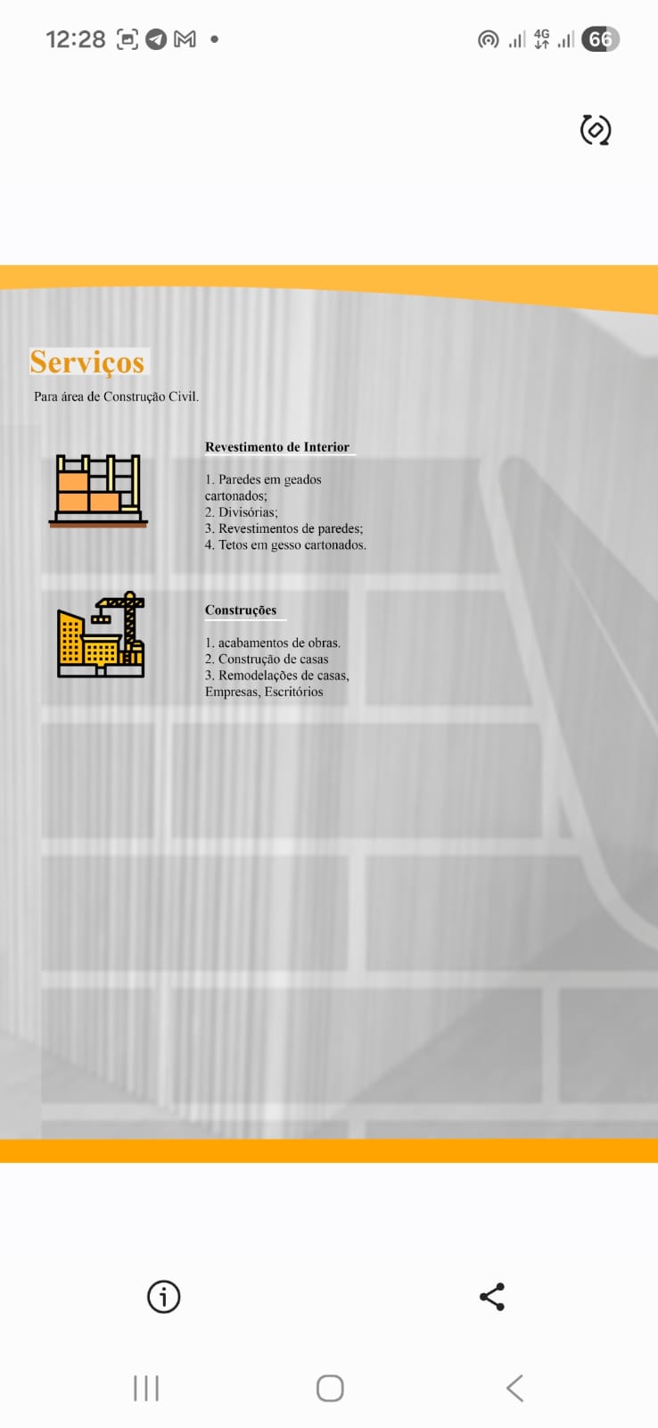 Serviços de construção civil e revestimento de interior da MAM